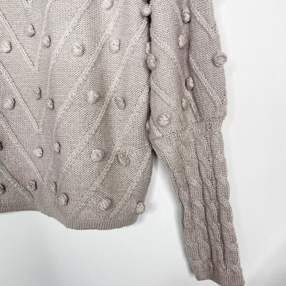 New Entro Large L Light Lavender Purple Pom Pom Crew Neck Textured Sweater - Picture 4 of 11